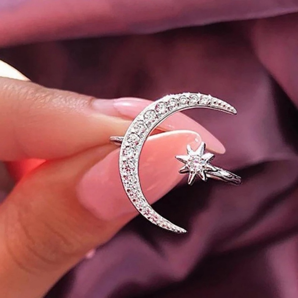 LAST ONE- Moon Star Adjustable Ring Silver - Picture 4 of 4